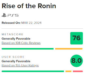 Cross News - Rise of Ronin (oceny Metacritic)